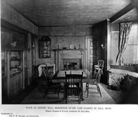 Dining hall in Cass Gilbert's Residence in St. Paul, 1891.<br>From: Northwestern Builder & Decorator, Vol. 5, 1891, Plate 115.