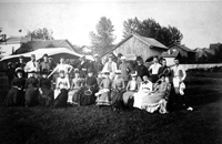Tennis club that had a court on north side of Dayton Avenue between Western and Arundel in St. Paul, ca. 1905. Cass Gilbert is in the back row, 3rd from left.